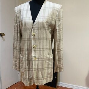 Kasper Beige Plaid Blazer